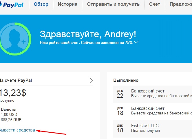 Выводим деньги из PayPal