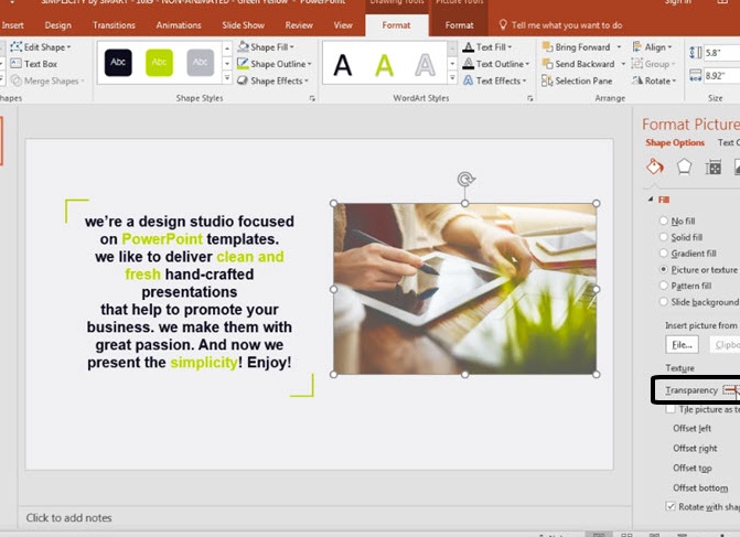 Прозрачность картинок в PowerPoint