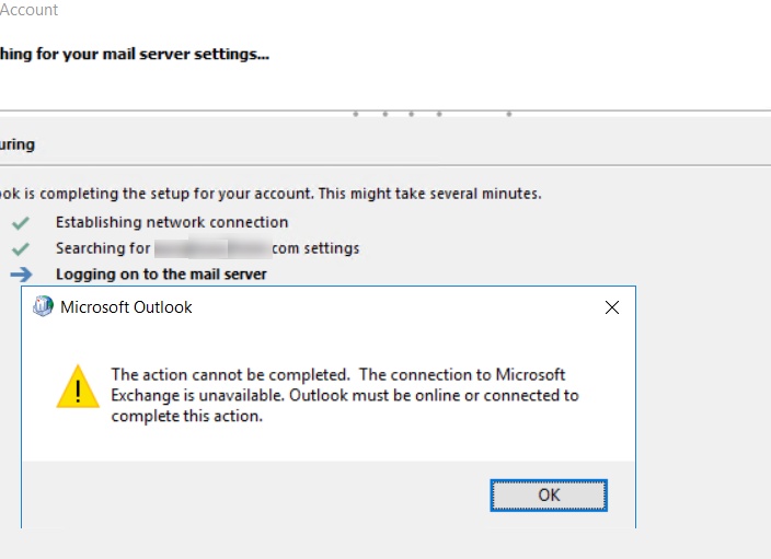 Microsoft Outlook 2010: отсутствует подключение к Microsoft Exchange