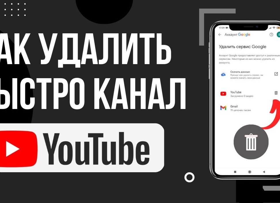 Удаление канала на YouTube