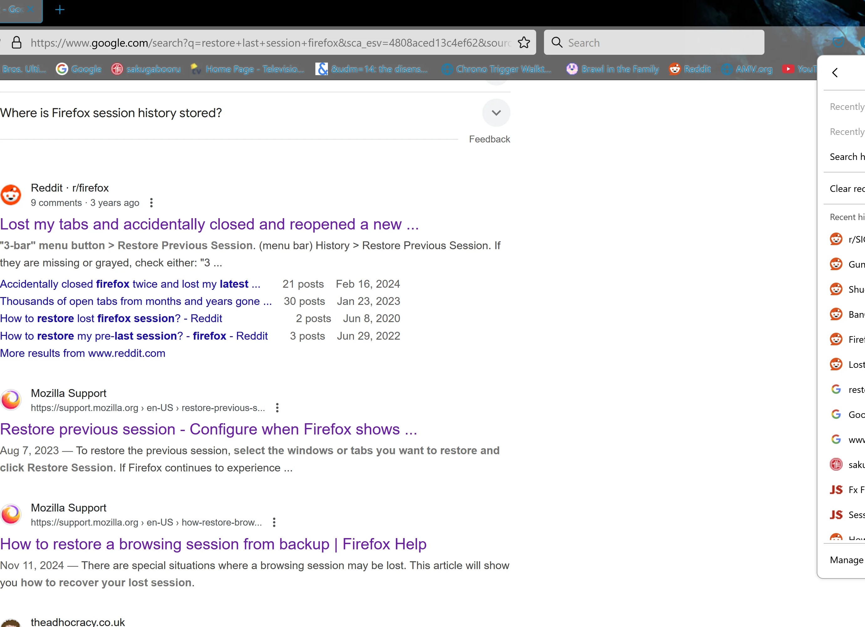 Как восстановить сессию в Mozilla Firefox
