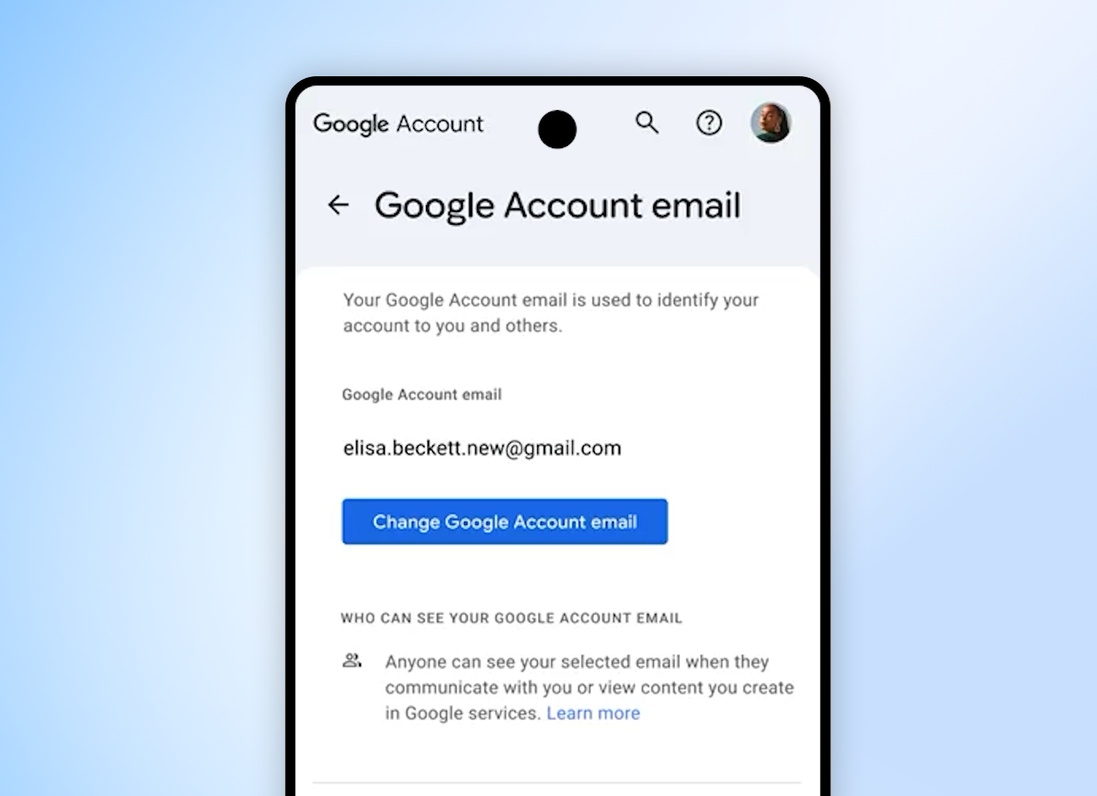 Как изменить имя пользователя Google