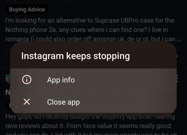Почему вылетает Instagram